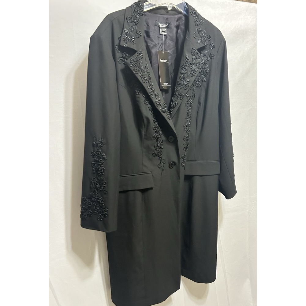 Karen Kane Womens 2X Black Ribbon Woven Floral Stud Decor Holiday Jacket NWT - Picture 10 of 14